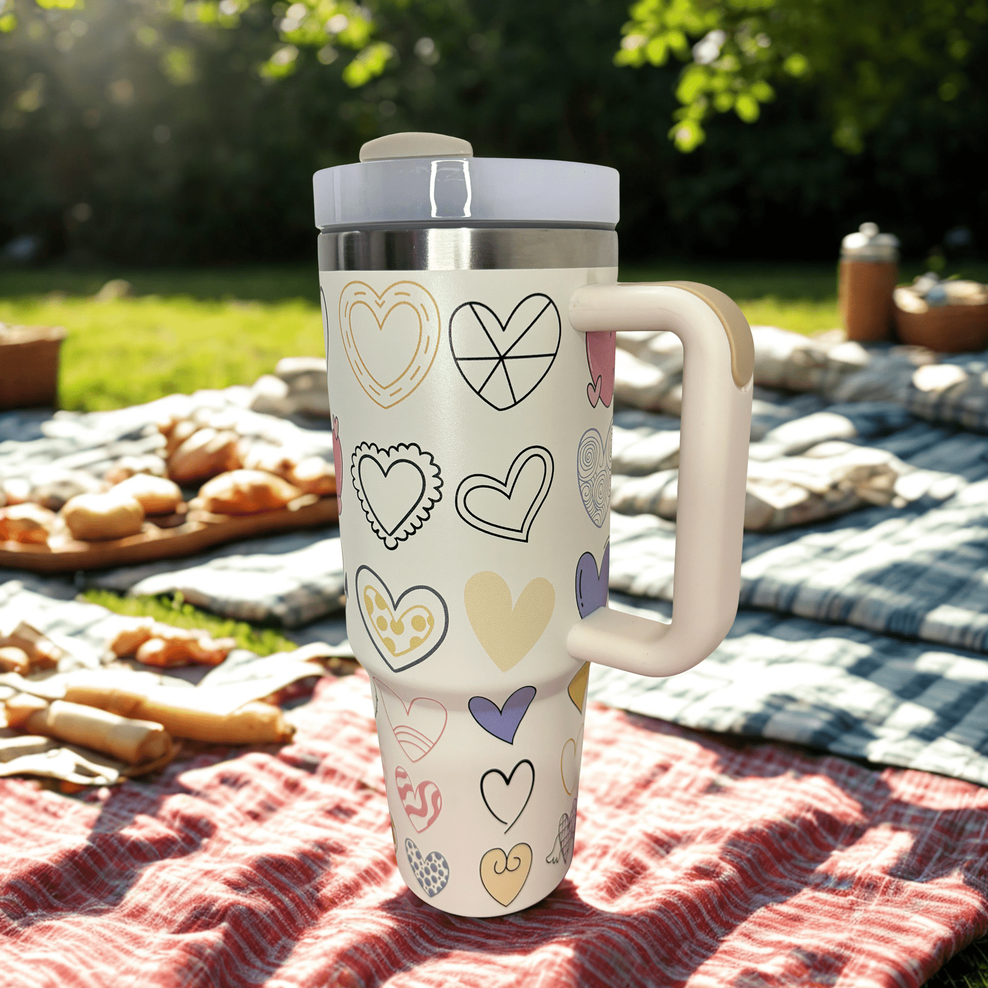 Tumbler With Beautiful Printed - Multiple Hearts - RoMan Creations