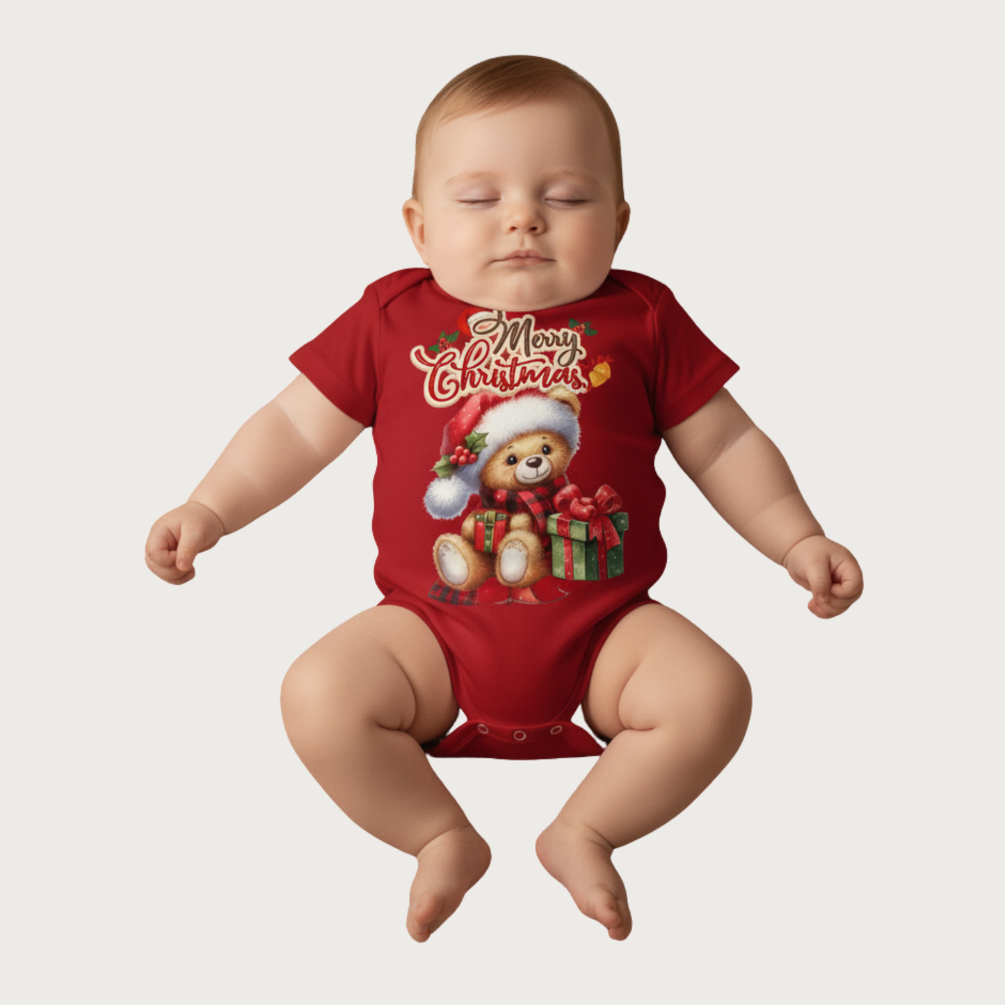 Special Santa Teddy Bear Christmas Design Onesies, Unisex Baby Romper