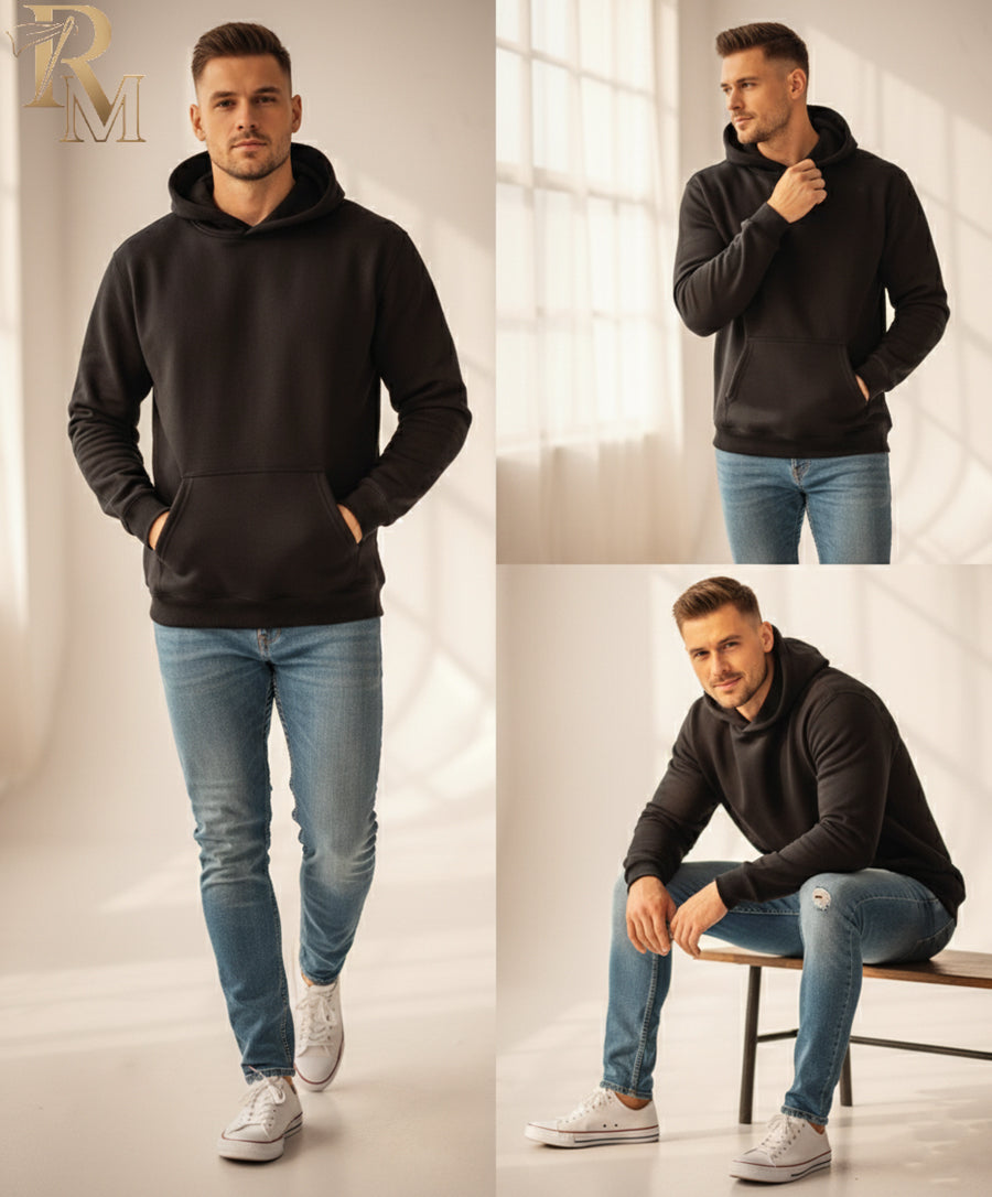 Heavyweight Essential Black Hoodie (350 GSM)