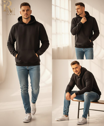 Heavyweight Essential Black Hoodie (350 GSM)