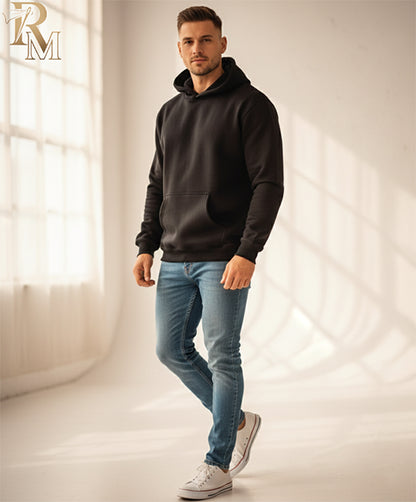 Heavyweight Essential Black Hoodie (350 GSM)