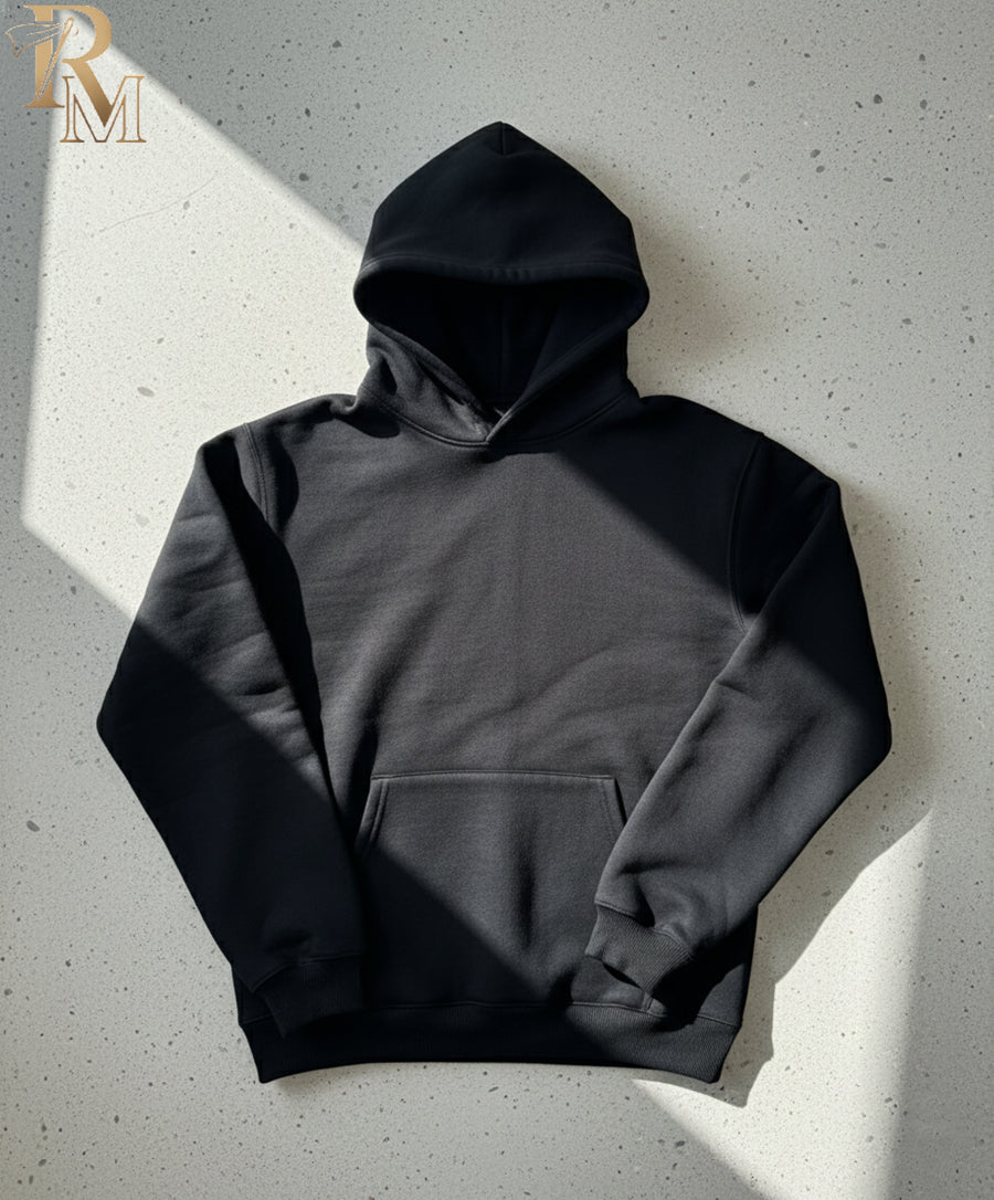 Heavyweight Essential Black Hoodie (350 GSM)