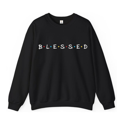 RoMan Creations "Blessed" Graphic Black Crewneck Sweatshirt