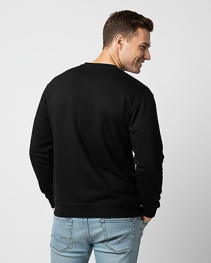 Soft Cotton Blend "BLESSED" Crewneck Sweatshirt - Black Heavy Material