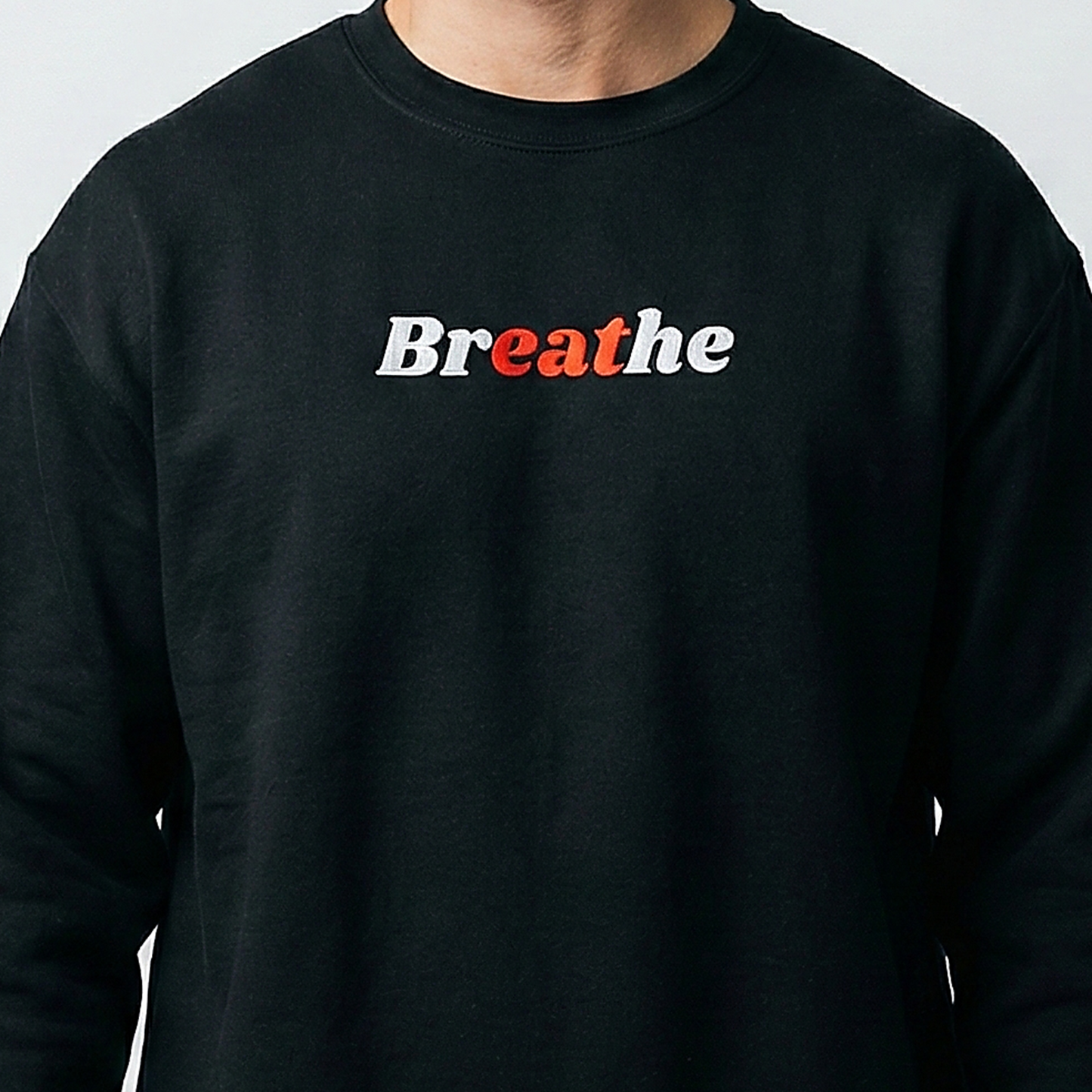 Breathe Statement Sweatshirt | Black Crewneck Pullover