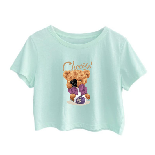 Crop Top With "Cheese" Printed