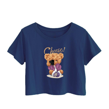 Crop Top With "Cheese" Printed