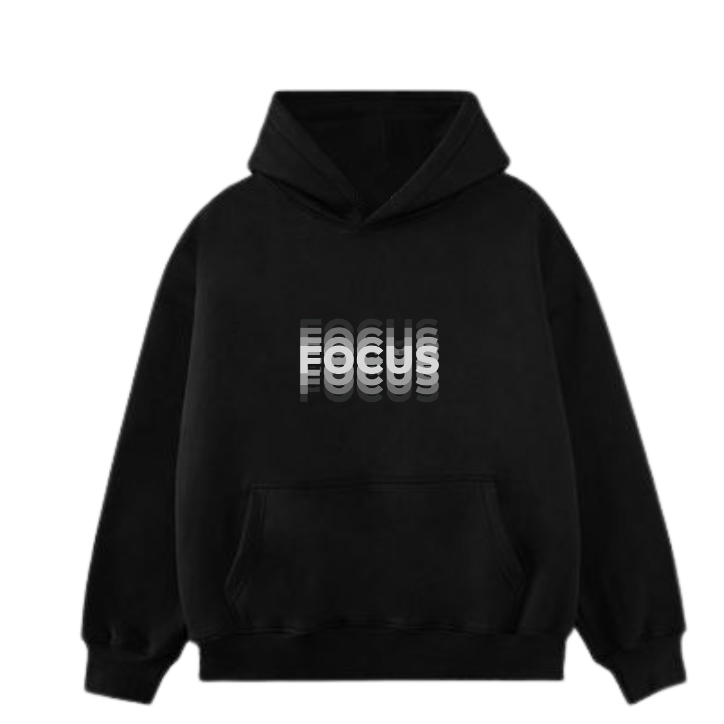 Focus Black Oversized Hoodie | Layered Typography Print