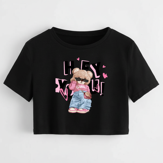 Crop Top With "Hey You" Printed