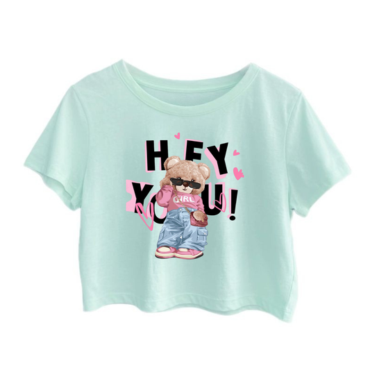 Crop Top With "Hey You" Printed