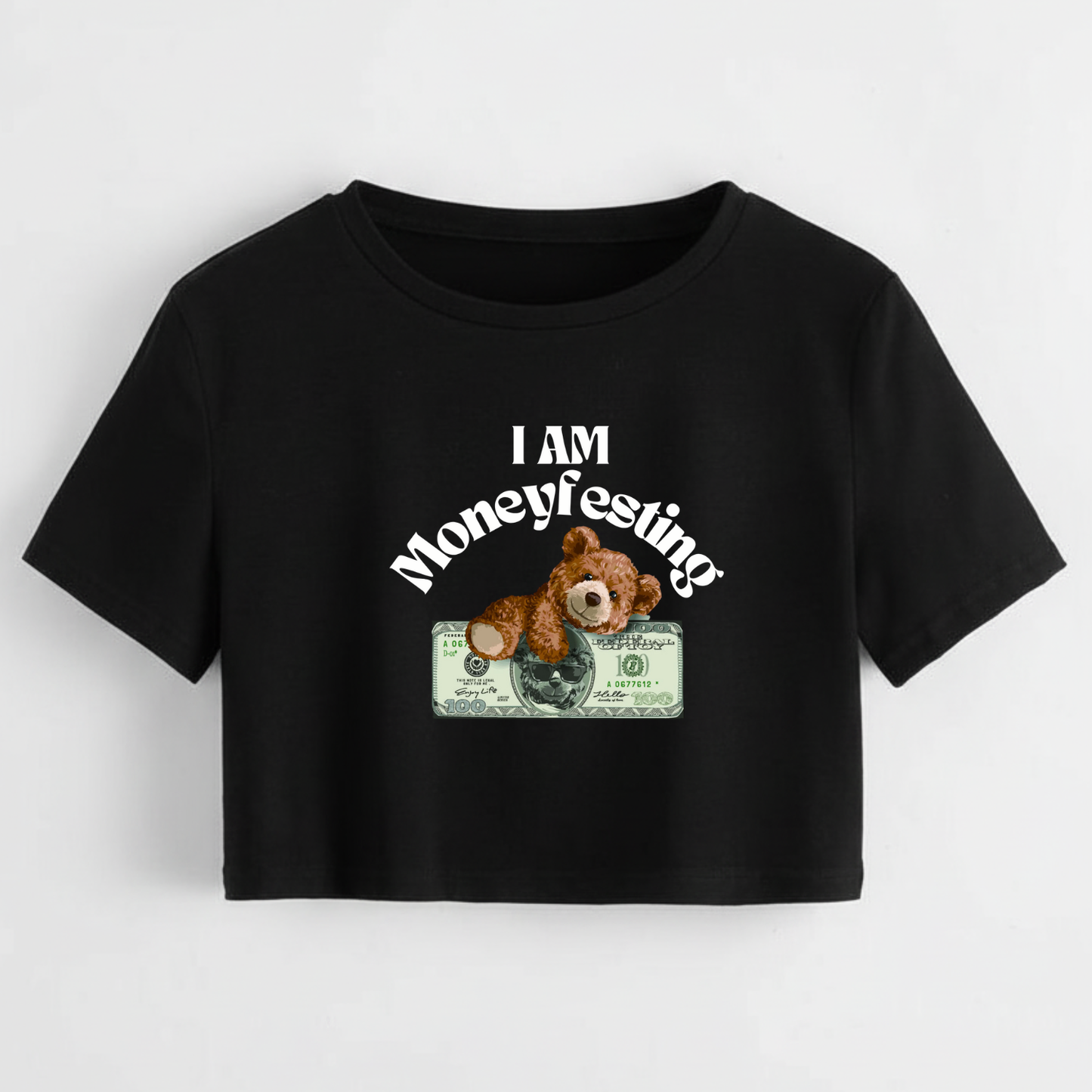 Crop Top With "I Am Moneyfesting" Printed