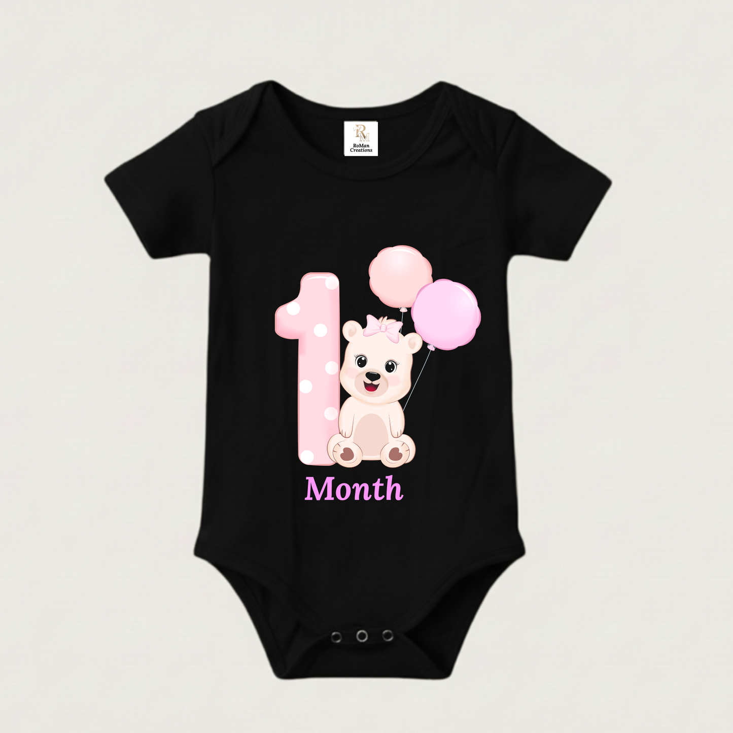 Unisex Baby Monthly Milestone Onesie Set (1-12 Months) - Pink Bear Rompers