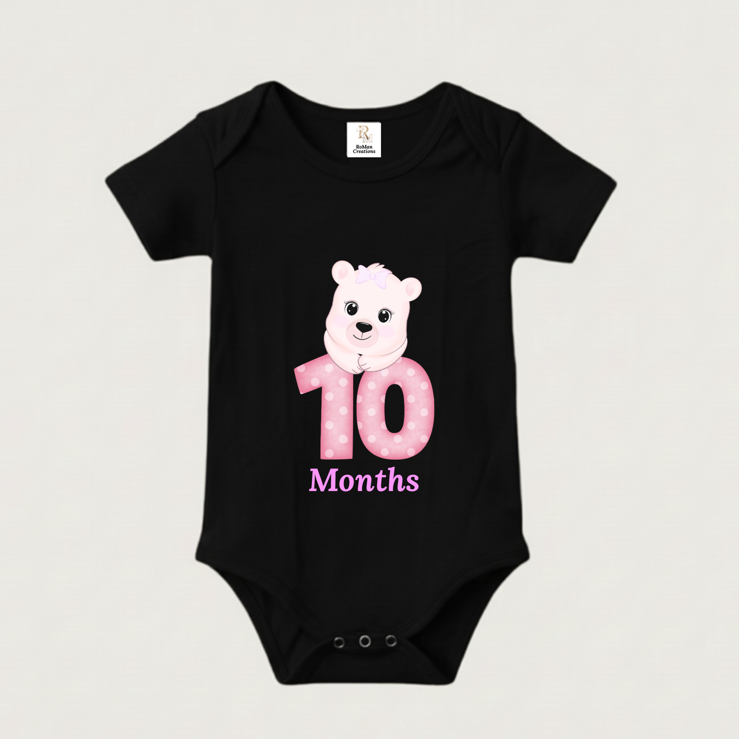 Unisex Baby Monthly Milestone Onesie Set (1-12 Months) - Pink Bear Rompers