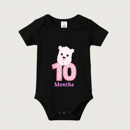 Unisex Baby Monthly Milestone Onesie Set (1-12 Months) - Pink Bear Rompers