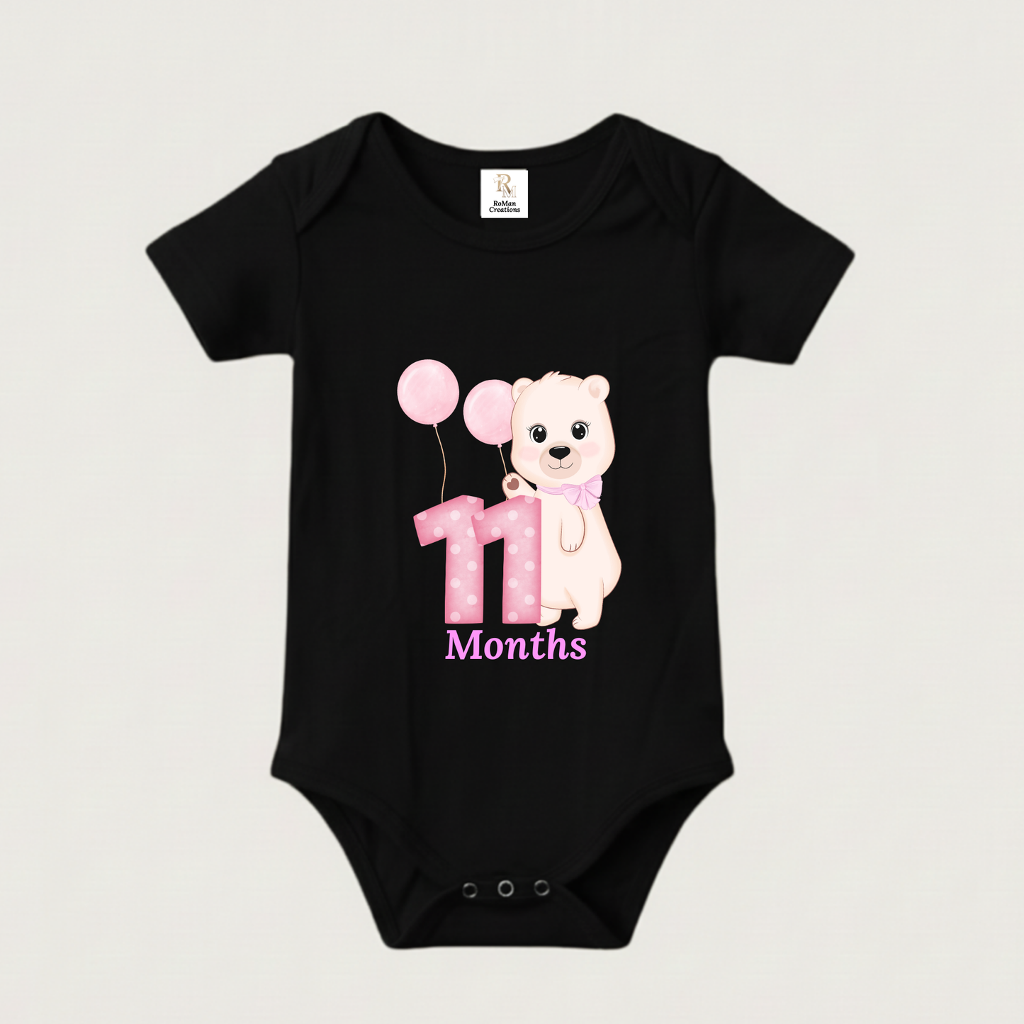 Unisex Baby Monthly Milestone Onesie Set (1-12 Months) - Pink Bear Rompers