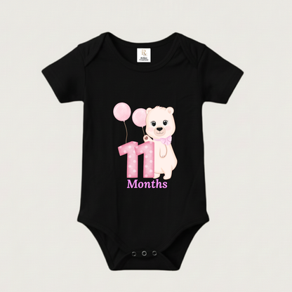 Unisex Baby Monthly Milestone Onesie Set (1-12 Months) - Pink Bear Rompers
