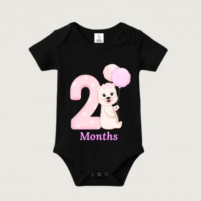 Unisex Baby Monthly Milestone Onesie Set (1-12 Months) - Pink Bear Rompers
