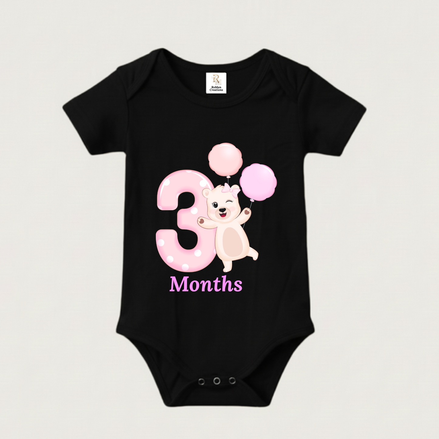Unisex Baby Monthly Milestone Onesie Set (1-12 Months) - Pink Bear Rompers