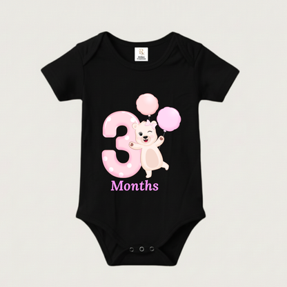 Unisex Baby Monthly Milestone Onesie Set (1-12 Months) - Pink Bear Rompers
