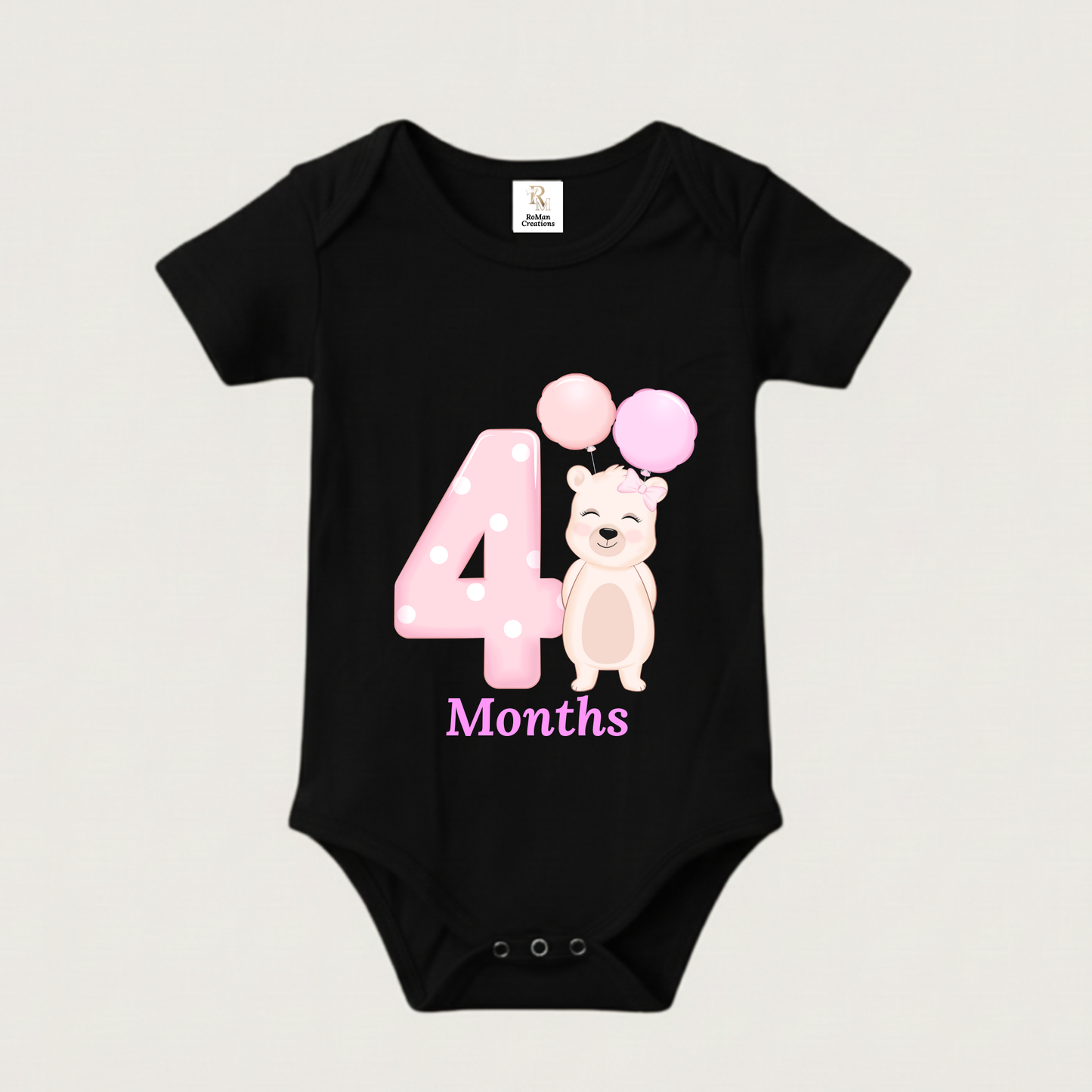 Unisex Baby Monthly Milestone Onesie Set (1-12 Months) - Pink Bear Rompers