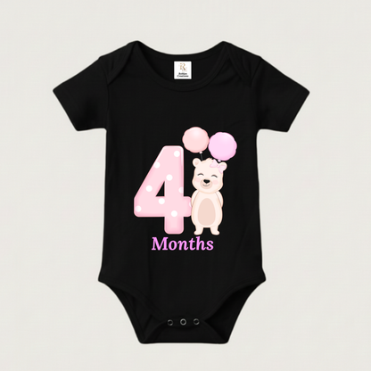 Unisex Baby Monthly Milestone Onesie Set (1-12 Months) - Pink Bear Rompers