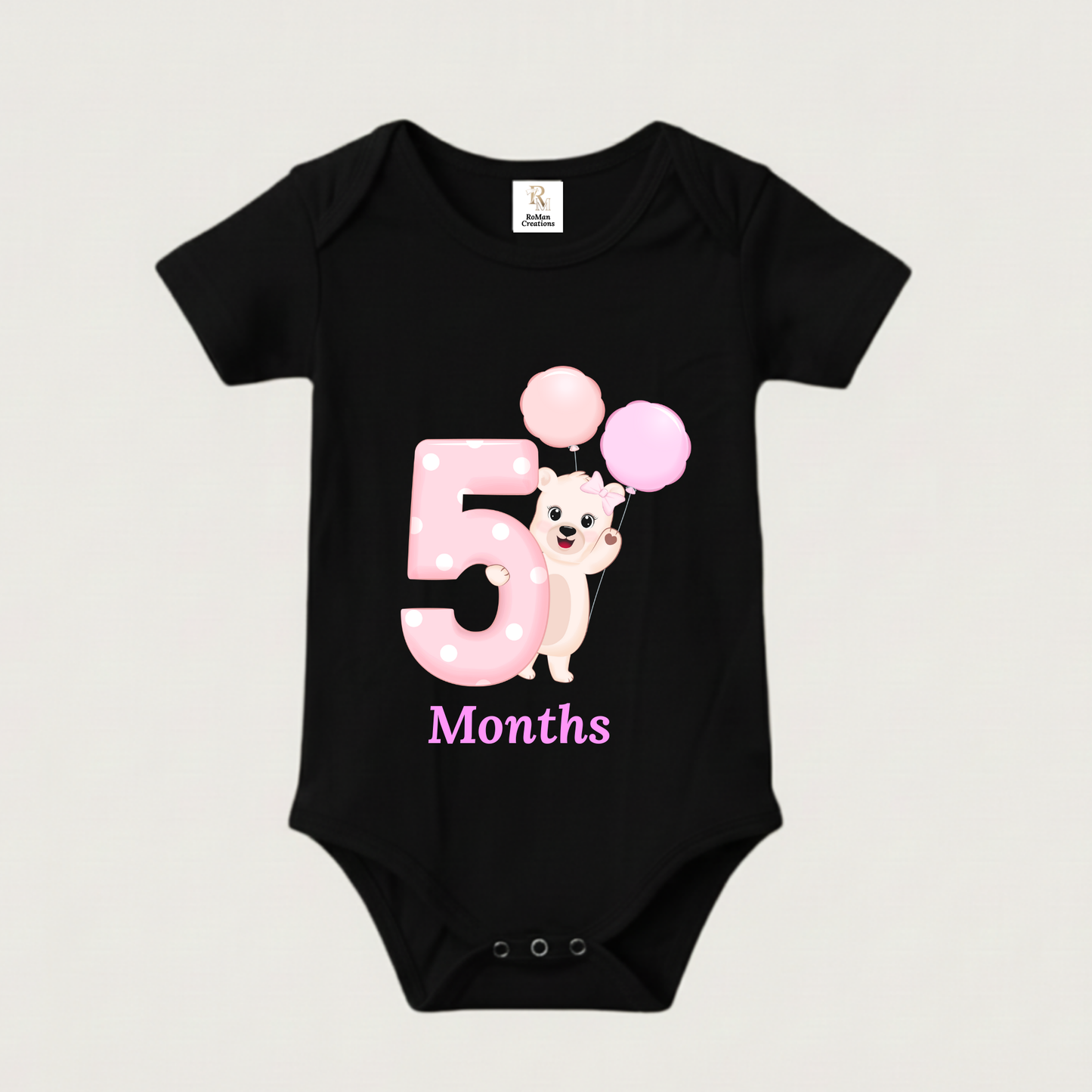 Unisex Baby Monthly Milestone Onesie Set (1-12 Months) - Pink Bear Rompers