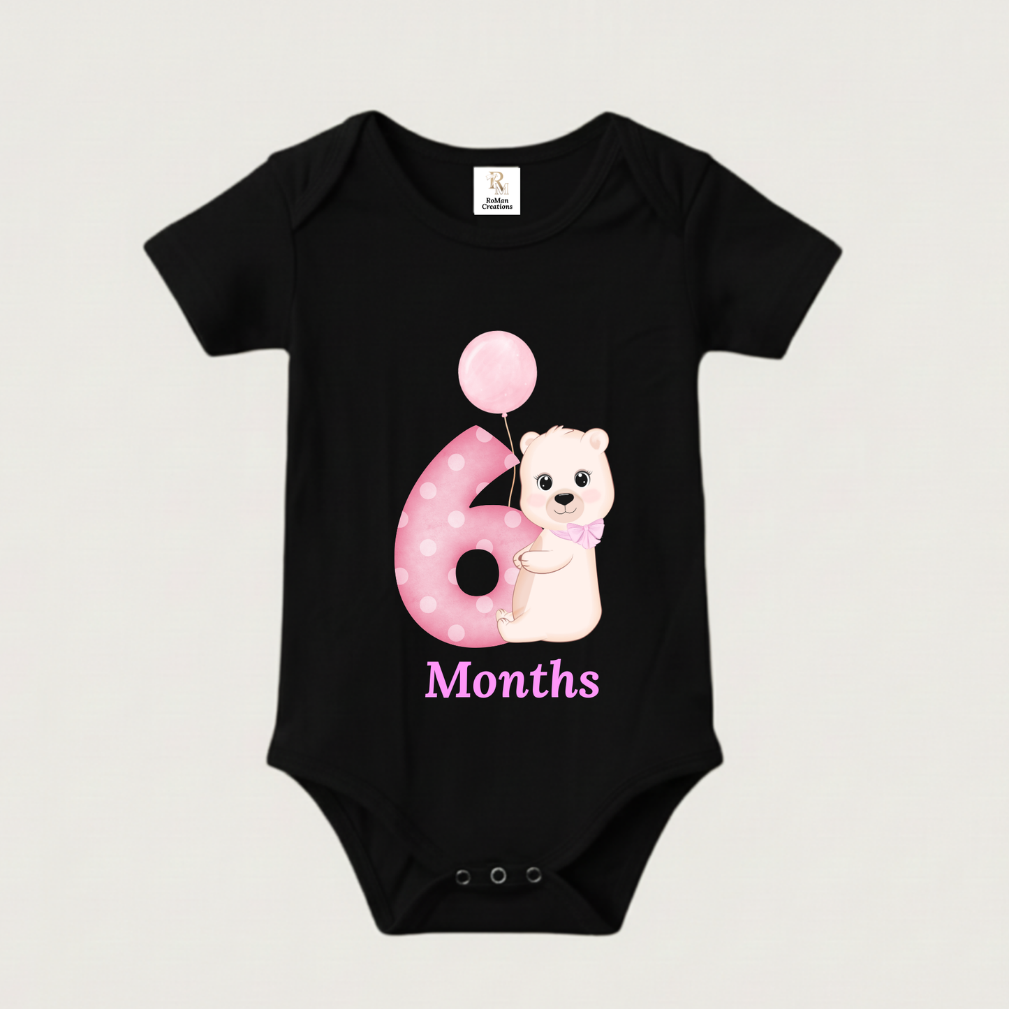 Unisex Baby Monthly Milestone Onesie Set (1-12 Months) - Pink Bear Rompers