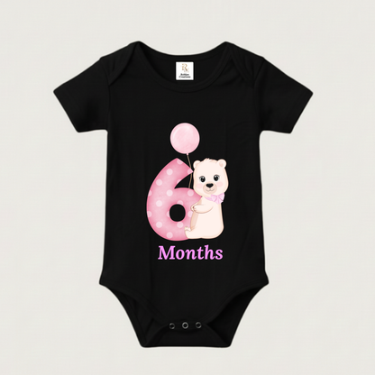 Unisex Baby Monthly Milestone Onesie Set (1-12 Months) - Pink Bear Rompers
