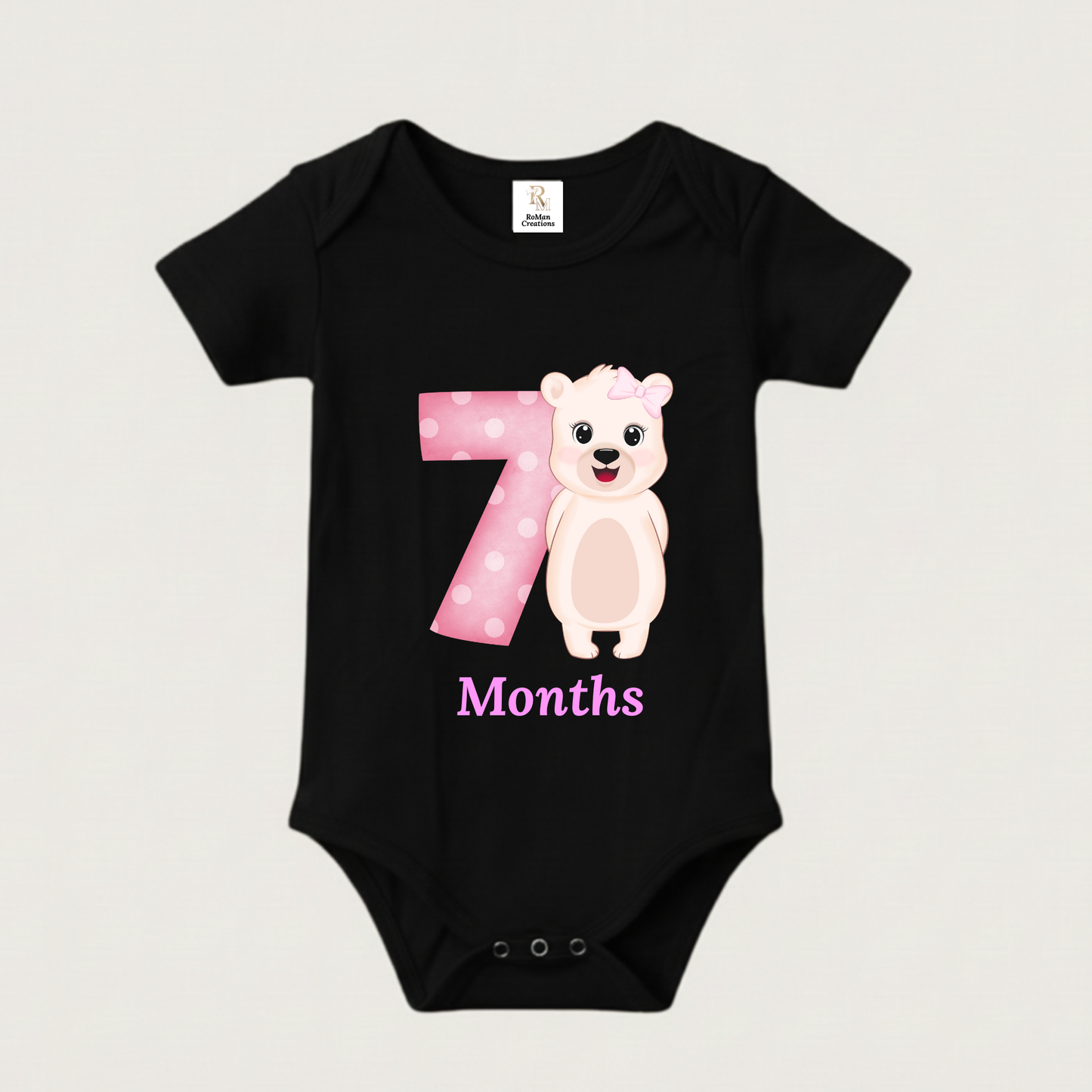 Unisex Baby Monthly Milestone Onesie Set (1-12 Months) - Pink Bear Rompers