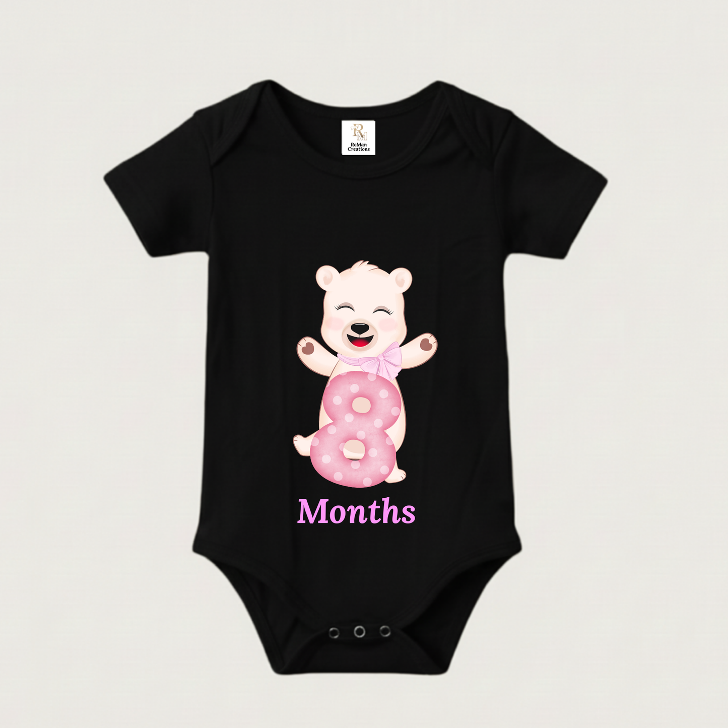 Unisex Baby Monthly Milestone Onesie Set (1-12 Months) - Pink Bear Rompers