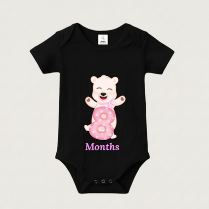 Unisex Baby Monthly Milestone Onesie Set (1-12 Months) - Pink Bear Rompers