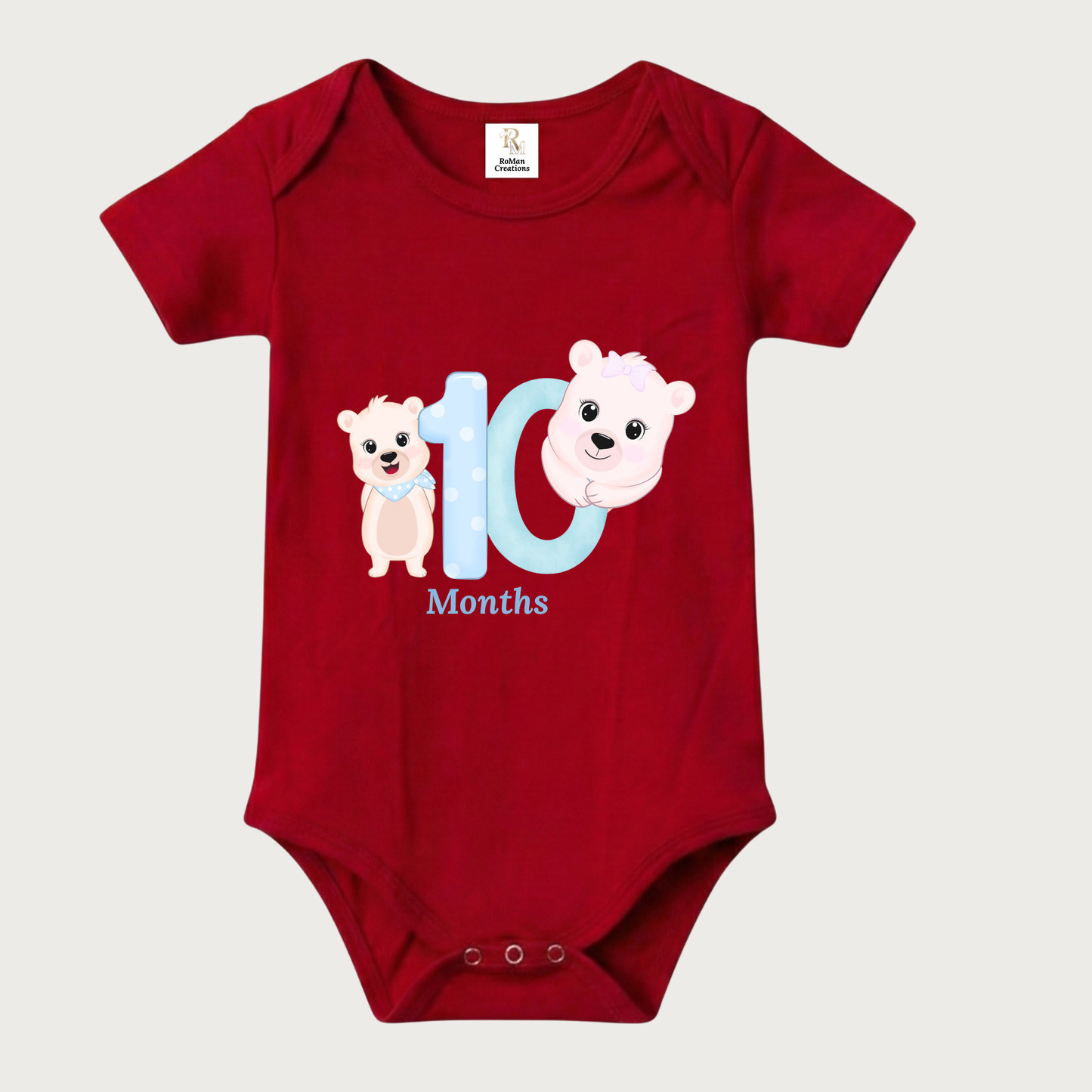 Unisex Baby Monthly Milestone Onesie Set (1-12 Months) - Blue Bear Rompers