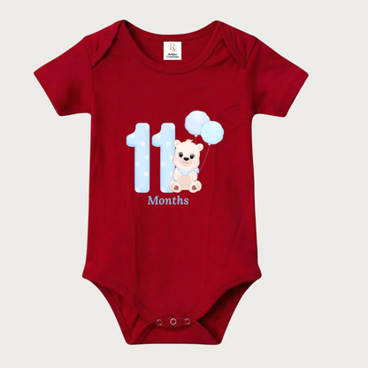 Unisex Baby Monthly Milestone Onesie Set (1-12 Months) - Blue Bear Rompers