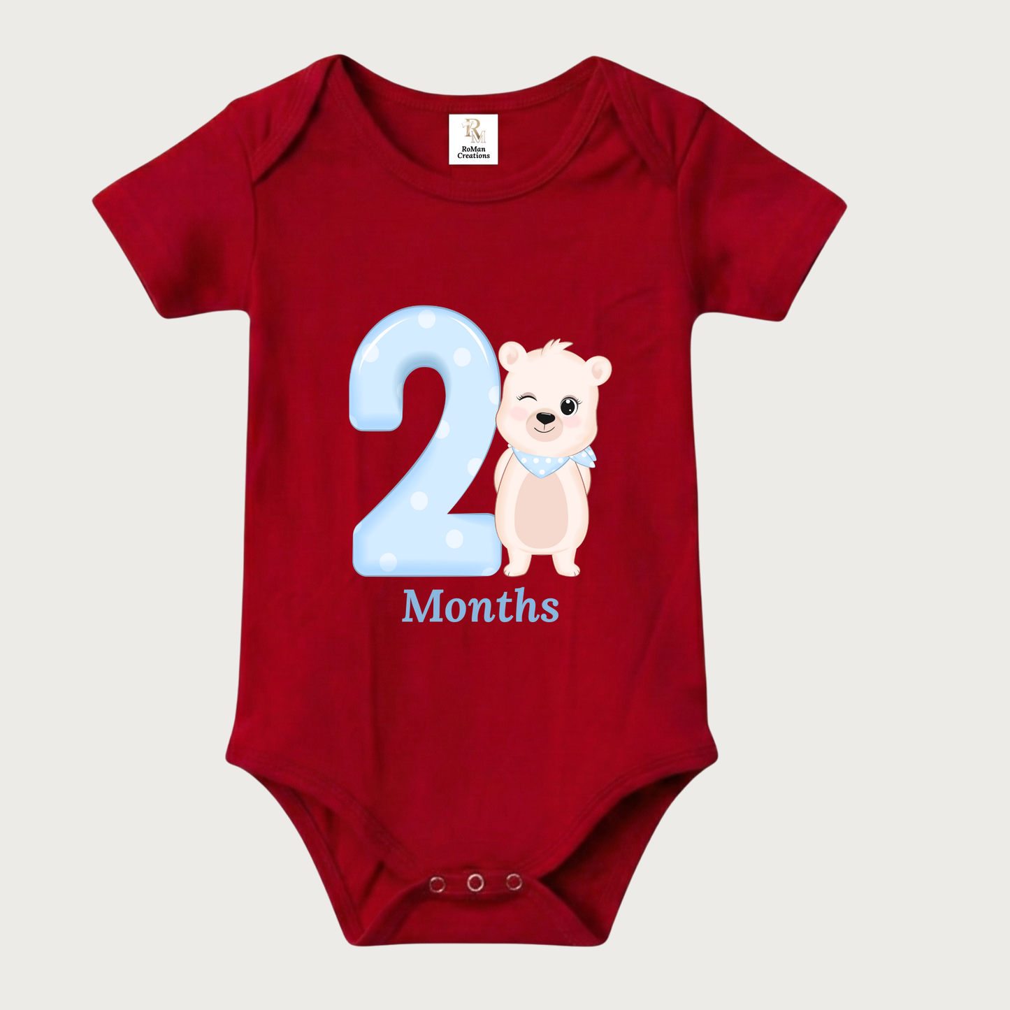 Unisex Baby Monthly Milestone Onesie Set (1-12 Months) - Blue Bear Rompers