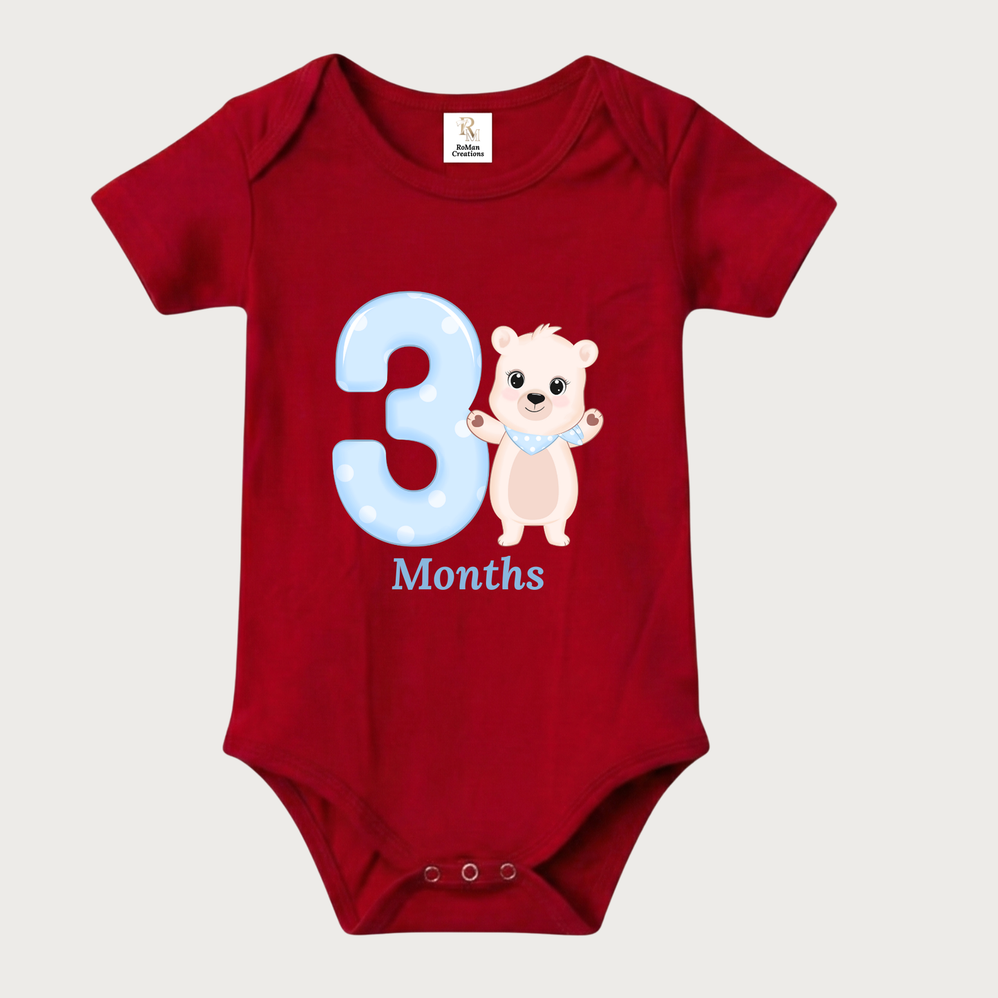 Unisex Baby Monthly Milestone Onesie Set (1-12 Months) - Blue Bear Rompers