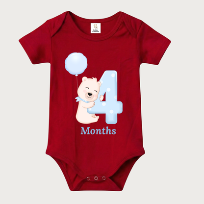 Unisex Baby Monthly Milestone Onesie Set (1-12 Months) - Blue Bear Rompers