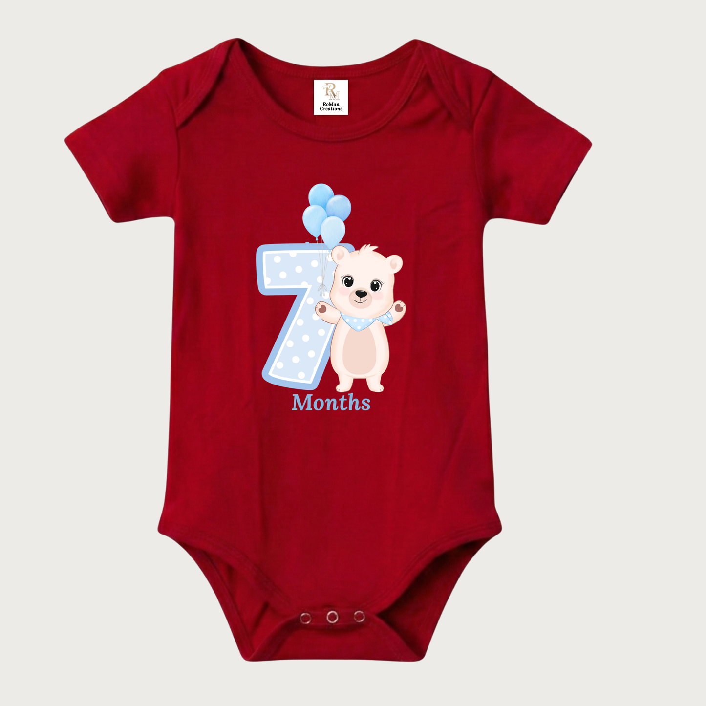 Unisex Baby Monthly Milestone Onesie Set (1-12 Months) - Blue Bear Rompers