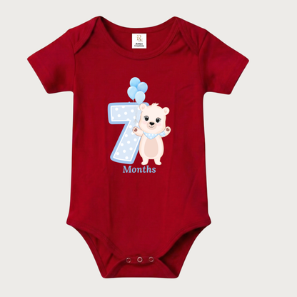 Unisex Baby Monthly Milestone Onesie Set (1-12 Months) - Blue Bear Rompers