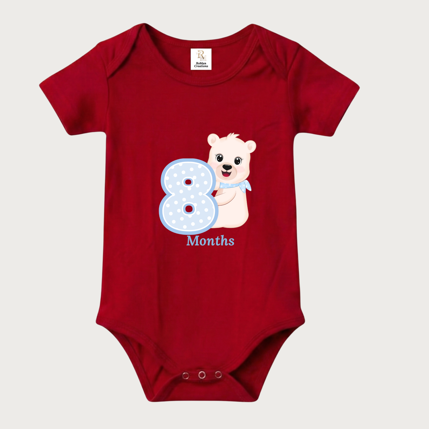 Unisex Baby Monthly Milestone Onesie Set (1-12 Months) - Blue Bear Rompers