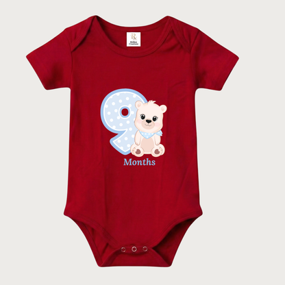 Unisex Baby Monthly Milestone Onesie Set (1-12 Months) - Blue Bear Rompers