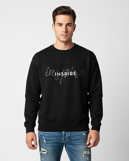 "Inspire" Inspirational White Text Black Unisex Sweatshirt