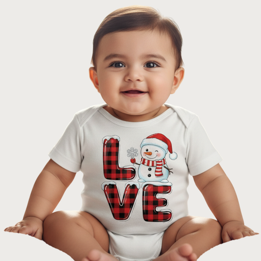 Special Onesies, LOVE" snowman bodysuit Half Sleeve Romper