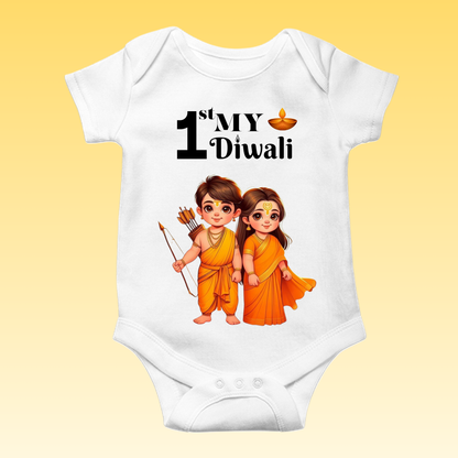 Baby's Romper with Printed a Design "My 1st Diwali Cute Kids"