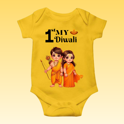 Baby's Romper with Printed a Design "My 1st Diwali Cute Kids"