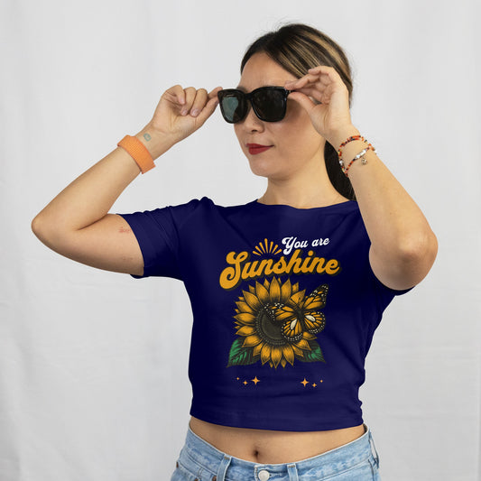 Crop Top With "you are sunshine - sunflower" Print
