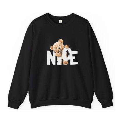 Nice Black Crewneck Sweatshirt | Teddy Bear Graphic Print