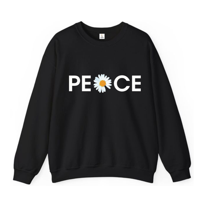 RoMan Creations "Peace" Graphic Black Crewneck Sweatshirt