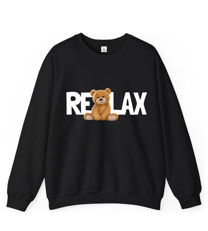 The Cozy Bear "RELAX" Crewneck Sweatshirt - Black