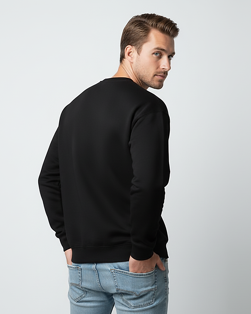 RoMan Creations Classic Black Cotton Unisex Sweatshirt