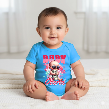 Baby's Infant Romper with Printed a "Baby Oberoi" Design